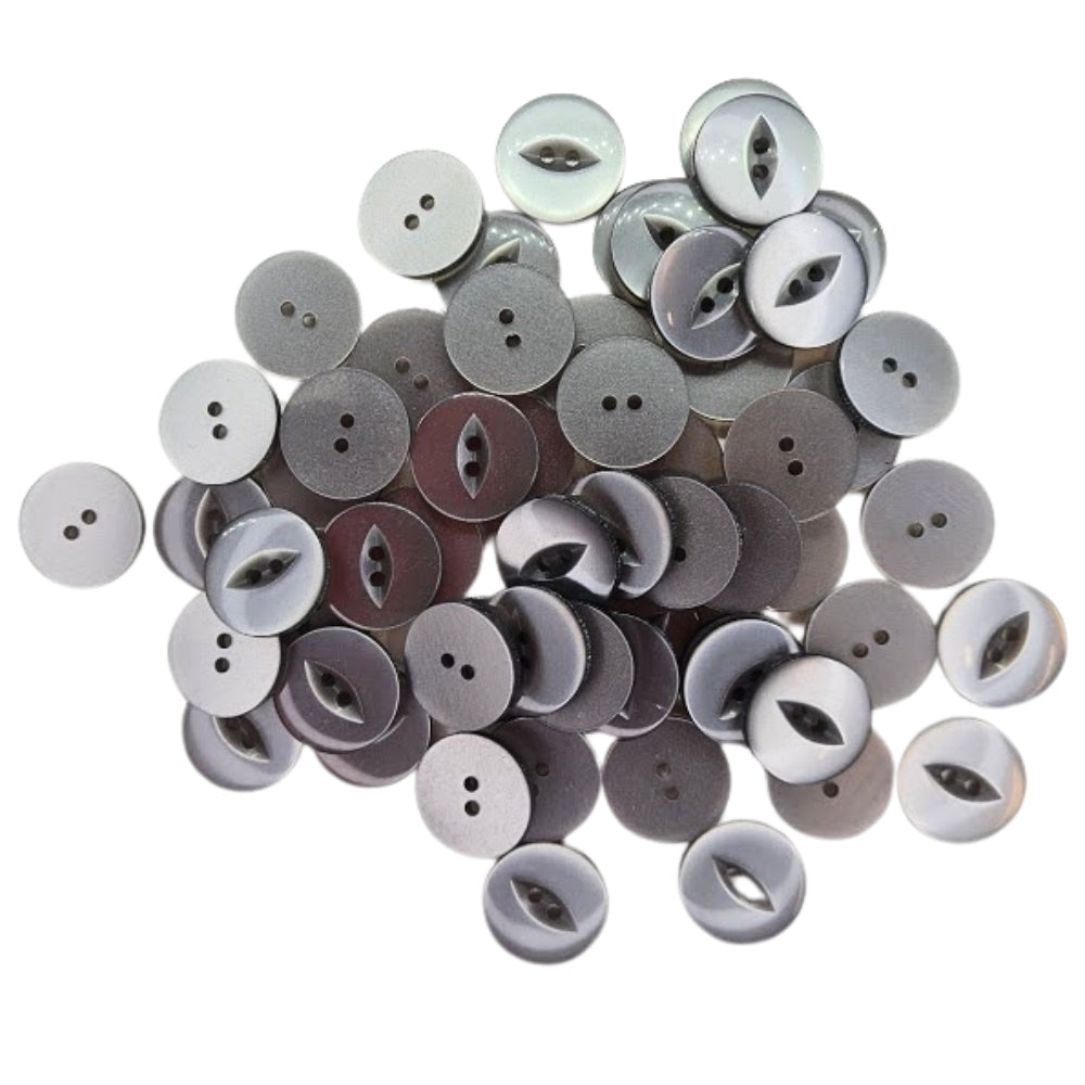 Polyester Fisheye Button - 19mm - Grey [LA17.5]