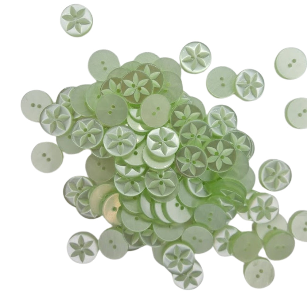 Polyester Star Button - 16mm - Pale Green [LA7.5]