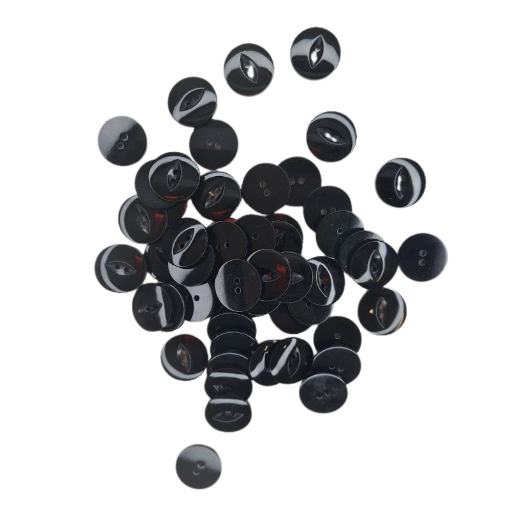 Polyester Fisheye Button - 19mm - Black [LA19.6]