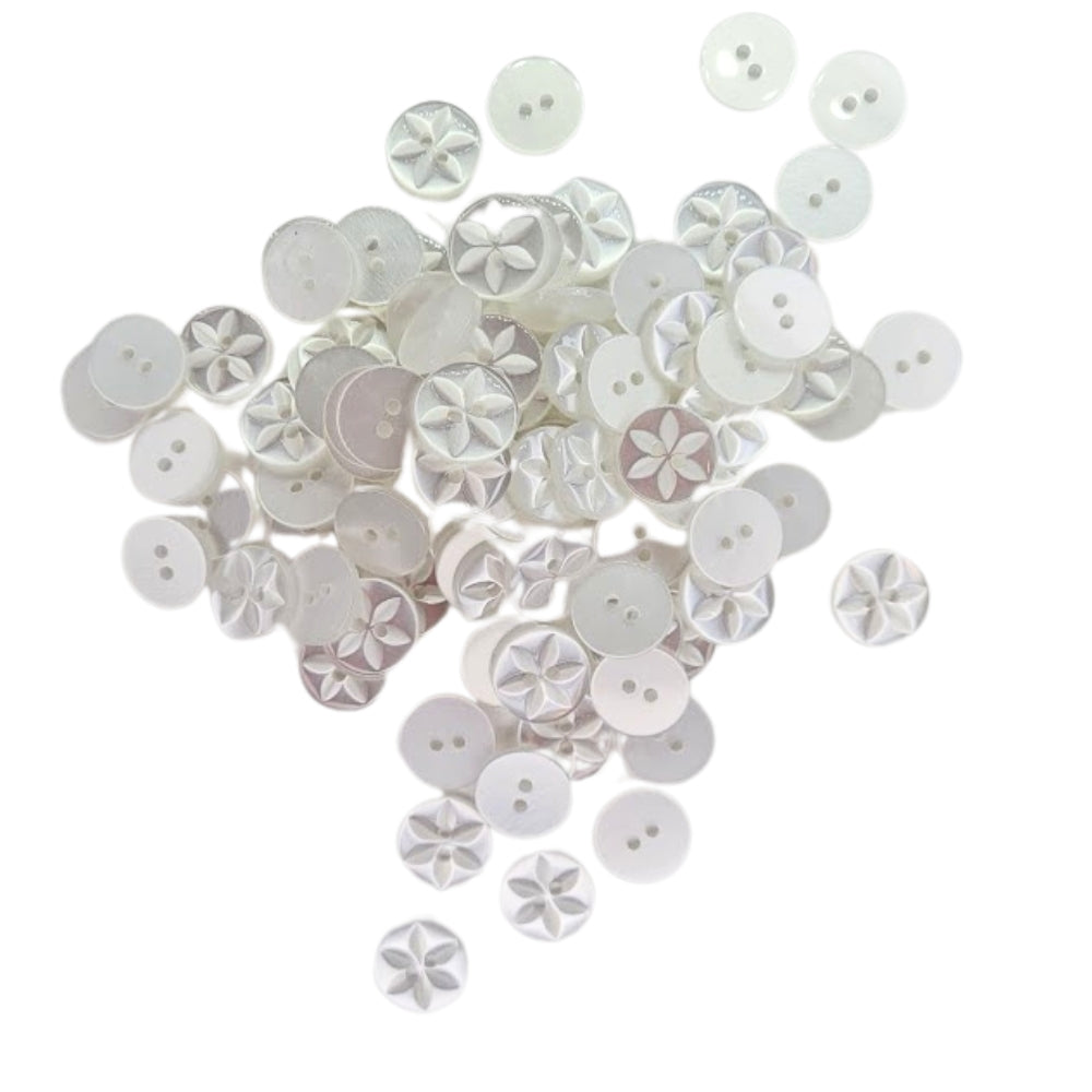 Polyester Star Button - 14mm - Pearl White [LA23.4]