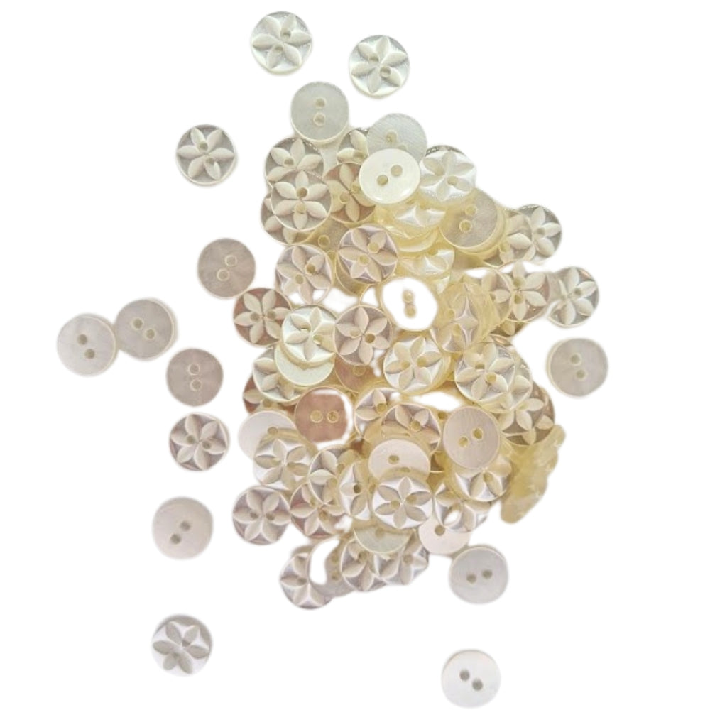 Polyester Star Button - 11mm - Cream [LA6.4]